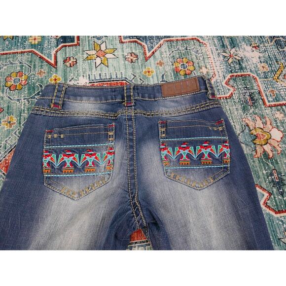 Cowgirl Up Thick Colorful Stitch Boot Cut Denim jeans Women's 6 (30 x 32) - Picture 1 of 10